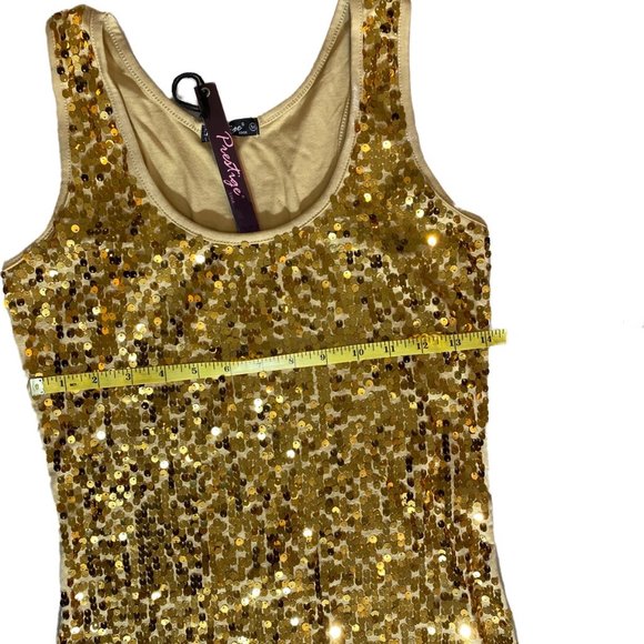 Golden Sequin Mini Party Bodycon Dress• Size M - Picture 9 of 11